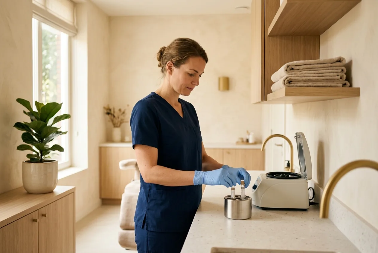 Buisjes worden klaargezet voor een PRP-behandeling