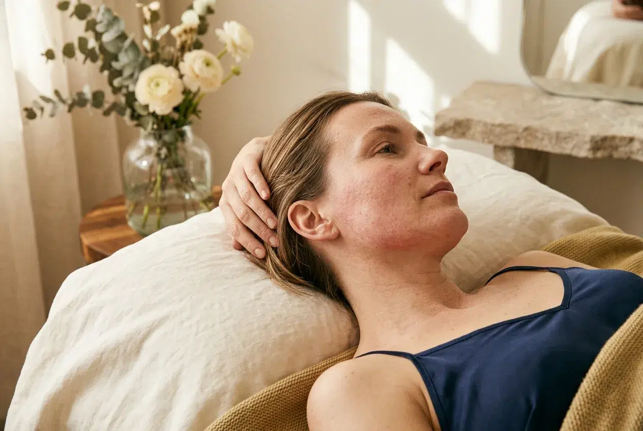 Huid direct na microneedling met lichte roodheid