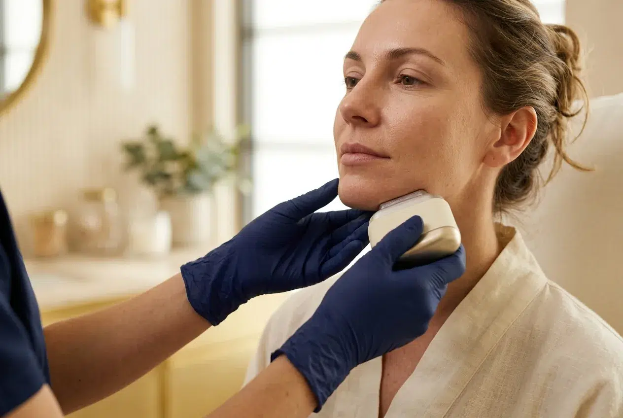 Behandeling van onderkin met koeling in een kliniek