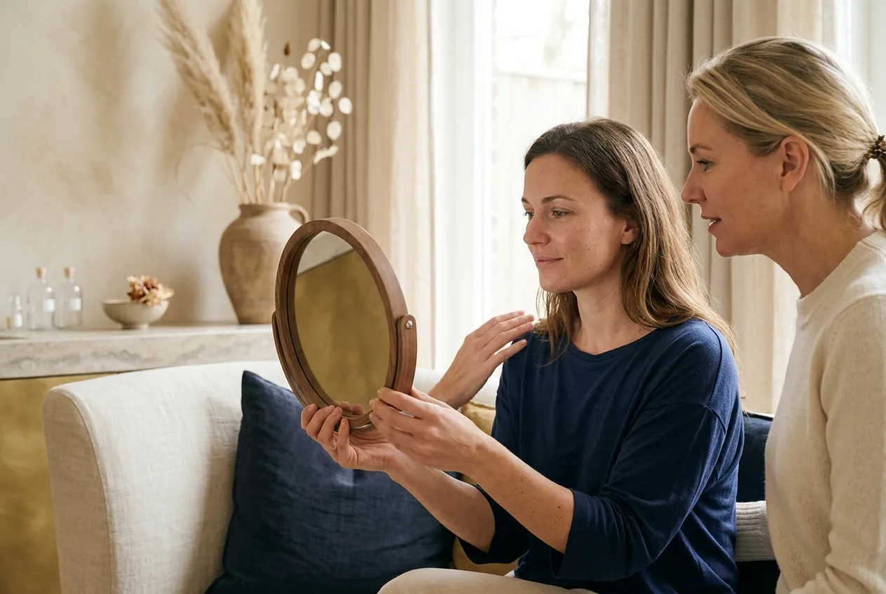 Consult bij een cosmetische kliniek voor subtiele fillers, ontspannen sfeer
